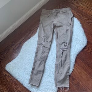 Express Tan Khaki Midrise Destroyed Distressed Ankle Jegging Size 0 EUC